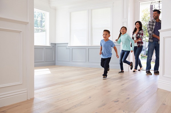 Family running into new home